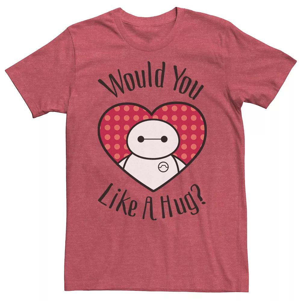 Men's Disney's Big Hero 6 Baymax Heart Would You Like A Hug Tee, Size: XL, Red Grey Product Image