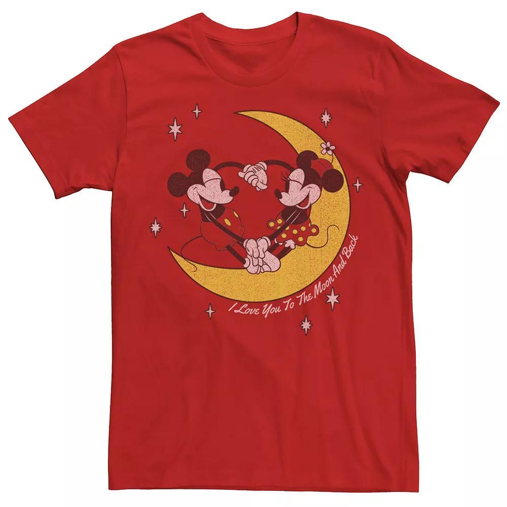 Disney's Mickey And Friends Mickey & Minnie To The Moon & Back Men's Tee, Boy's, Size: XS, Red Product Image