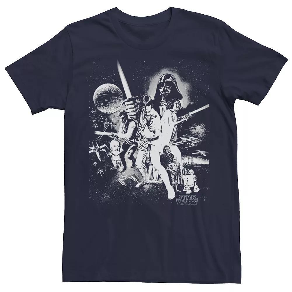 Men's Star Wars Black And White Movie Poster Tee, Size: Small, Grey Heather Product Image