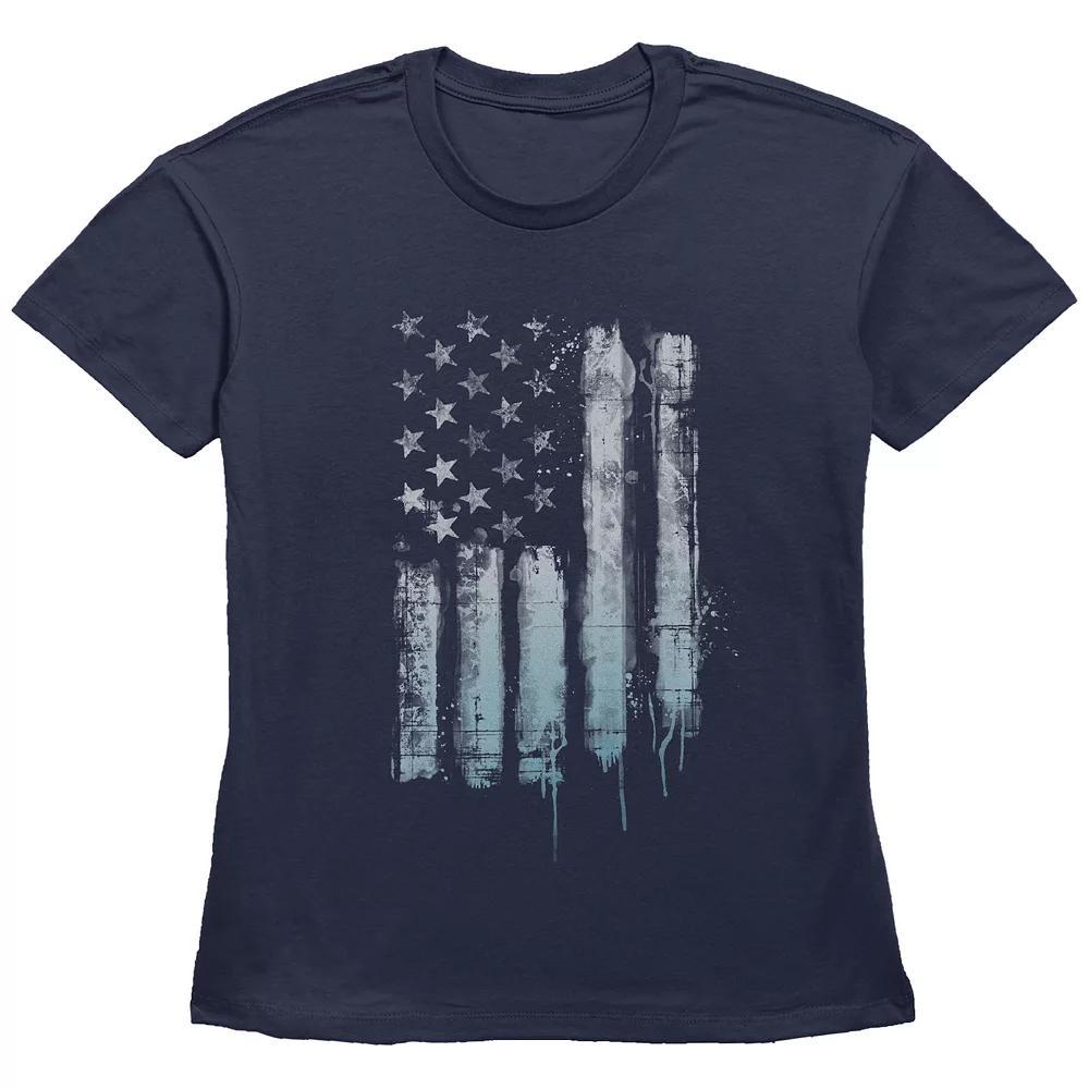 Women's Fifth Sun Rustic American Flag Paint Drip Short Sleeve Graphic Tee, Girl's, Size: Medium, Blue Product Image