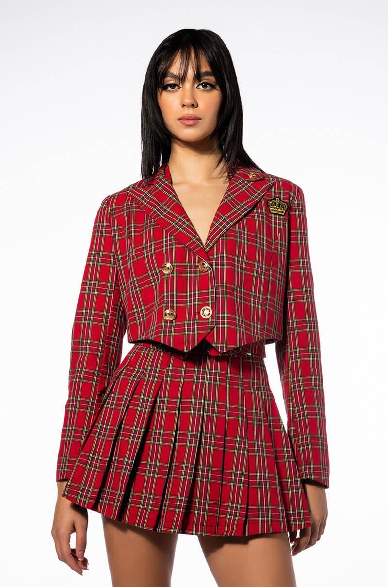 TARTAN RED PLAID BLAZER Product Image