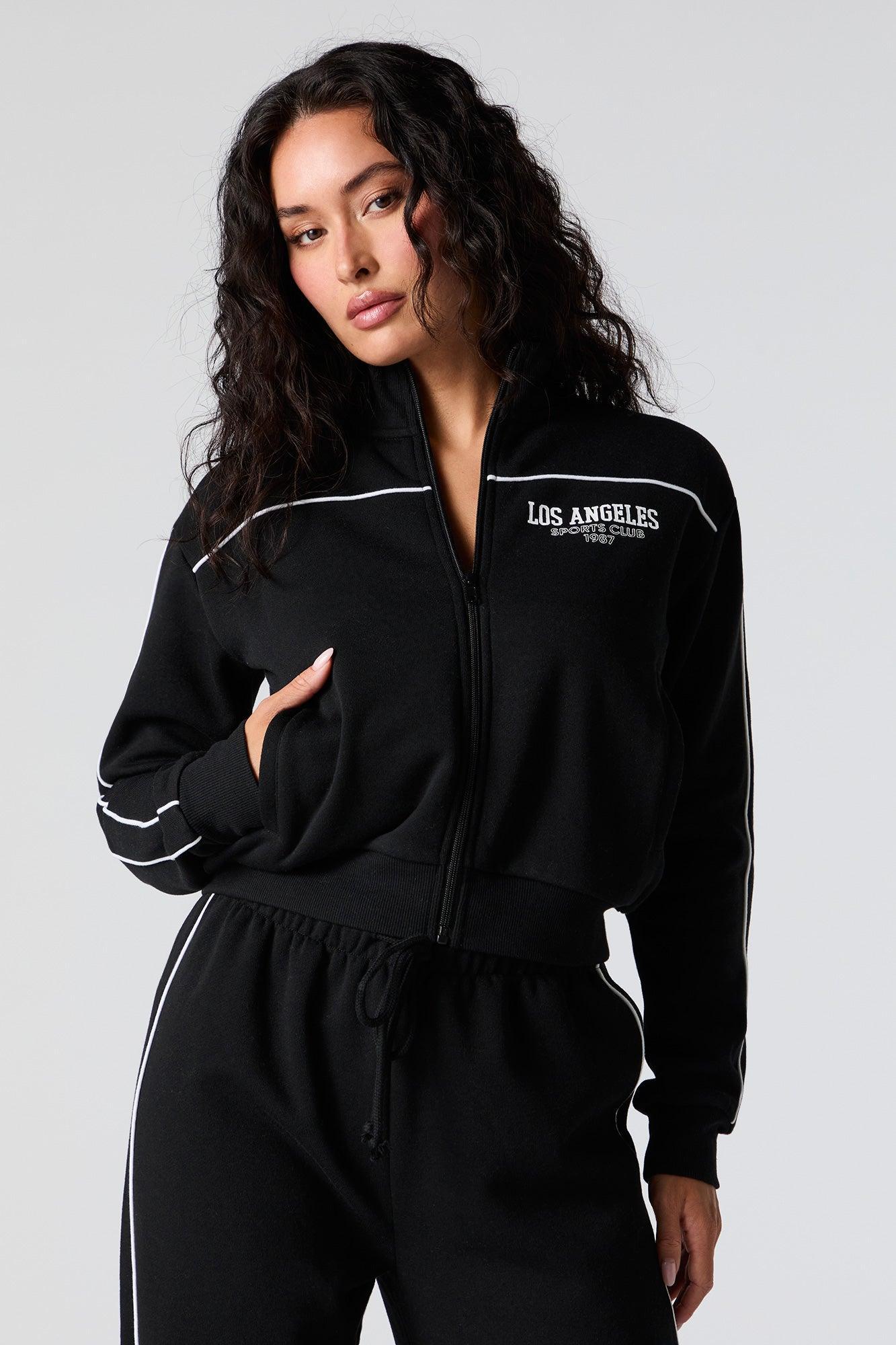 Graphic Fleece Zip-Up Cropped Sweatshirt Female Product Image