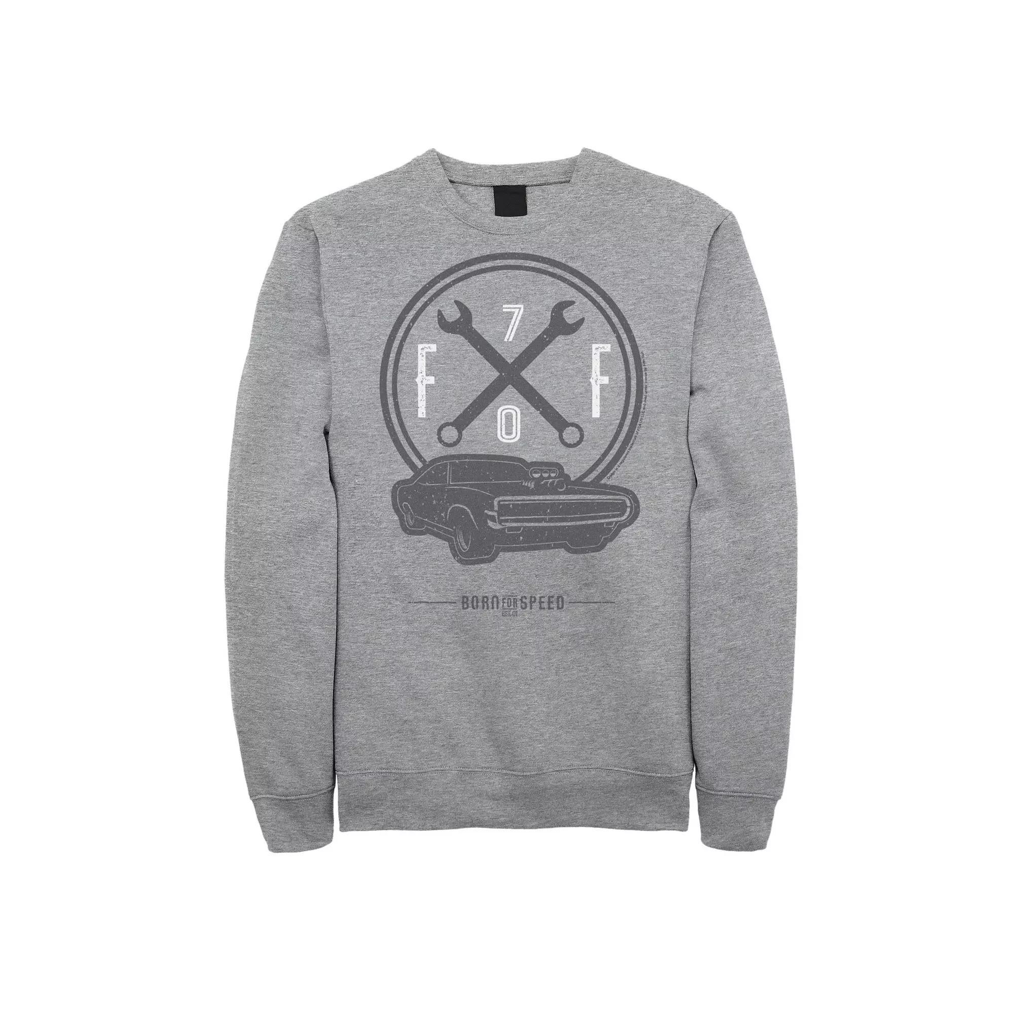 Big & Tall Fast And Furious Born for Speed And Cars Fleece Sweatshirt, Men's, Size: XL Tall, Athletic Grey Product Image
