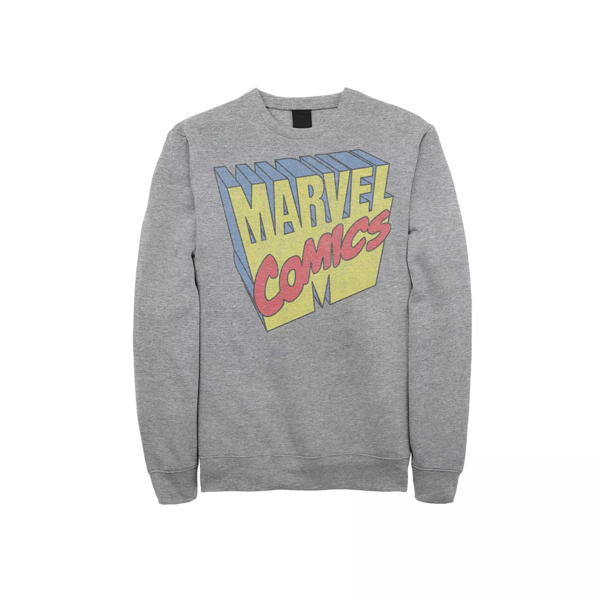 Men's Marvel Comics Three Dimensional Logo Sweatshirt, Size: Small, Athletic Grey Product Image