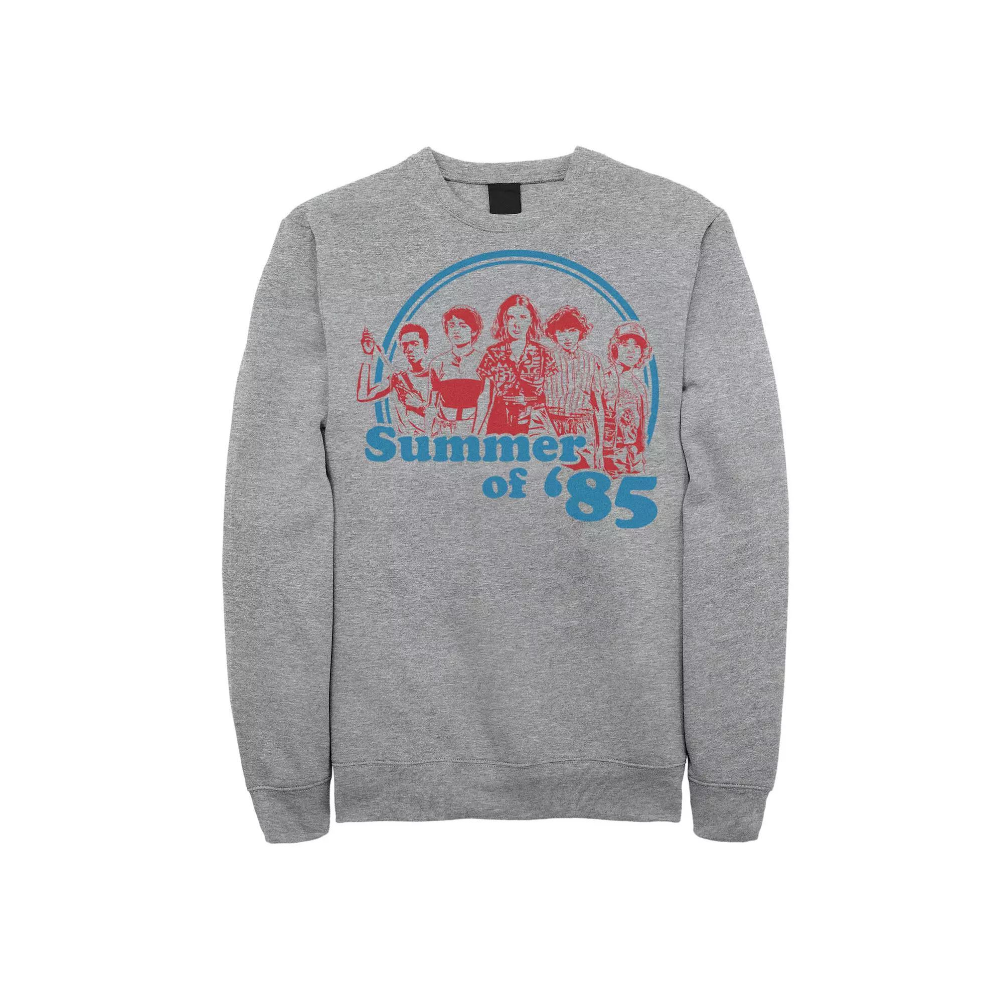 Men's Stranger Things Summer Of '85 Group Shot Sweatshirt, Size: Small, Athletic Grey Product Image