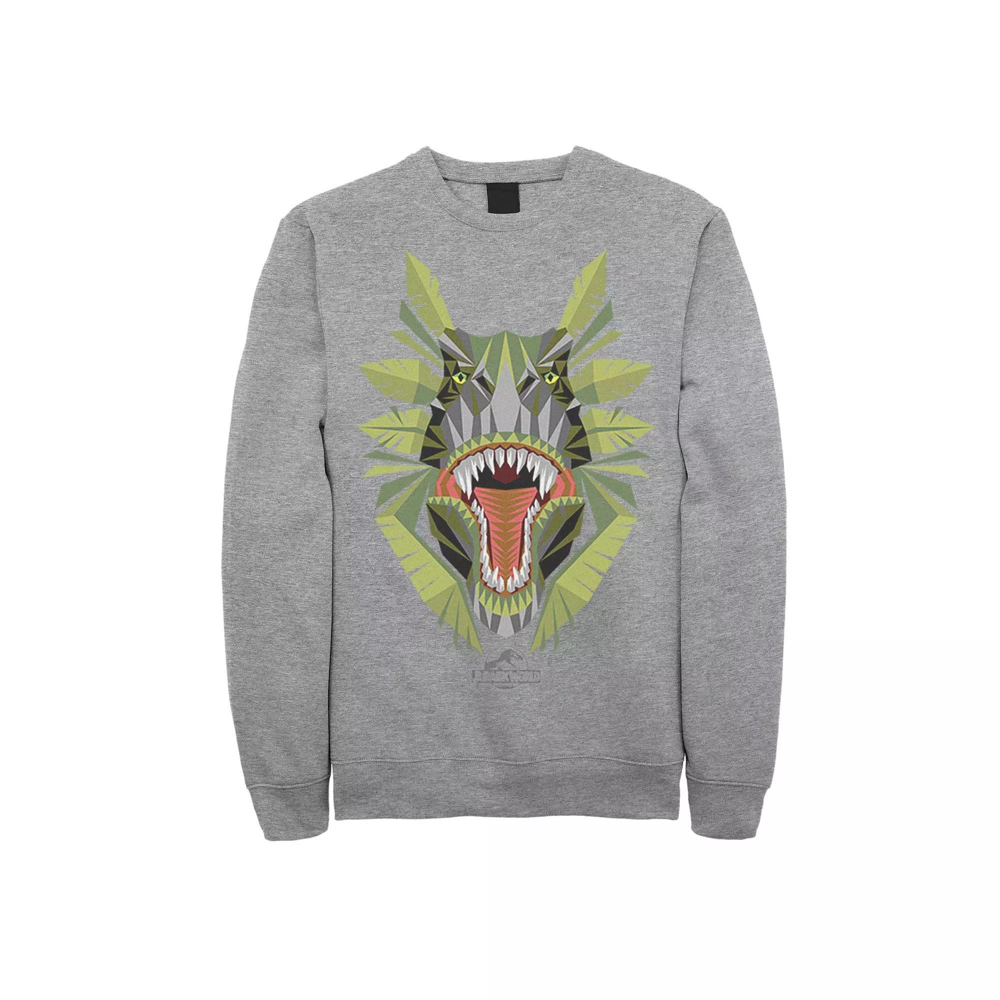 Men's Jurassic World Tikisaur Leaf Face Roar Fleece Pullover, Size: 3XL, Athletic Grey Product Image