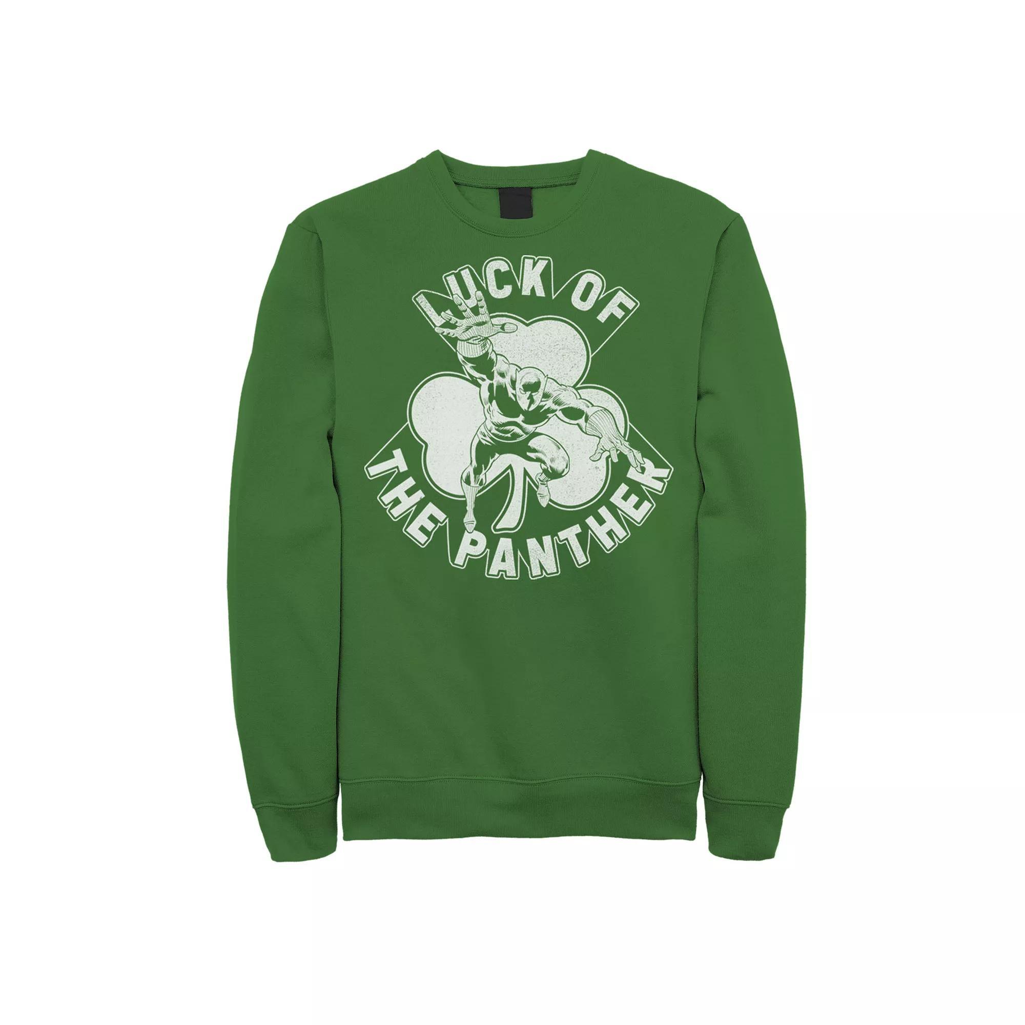 Men's Marvel Black Panther St. Patty's Lucky Panther Sweatshirt, Size: XL, Kelly Product Image