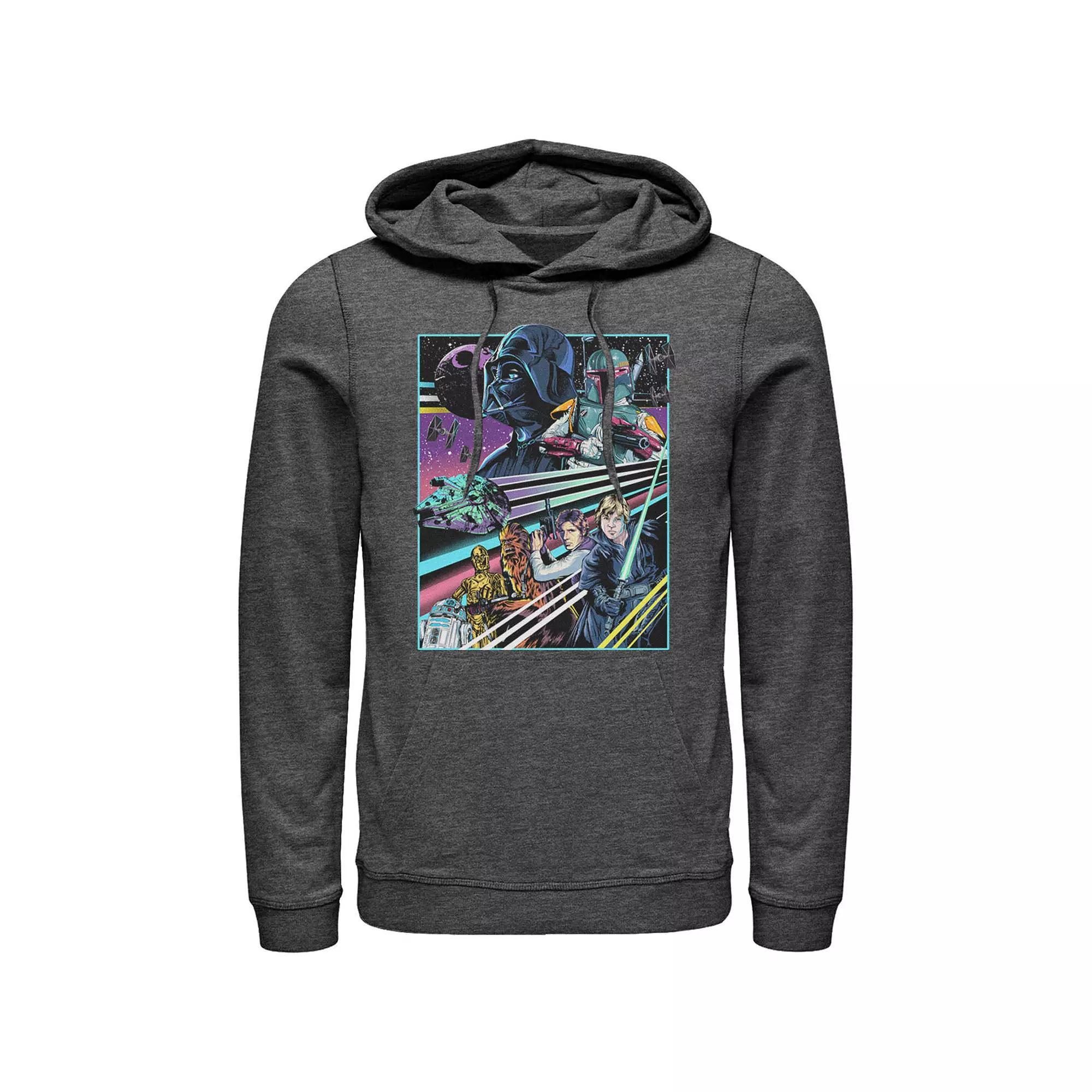 Men's Star Wars Neon Rebel Alliance Poster Hoodie, Size: Large, Athletic Grey Product Image