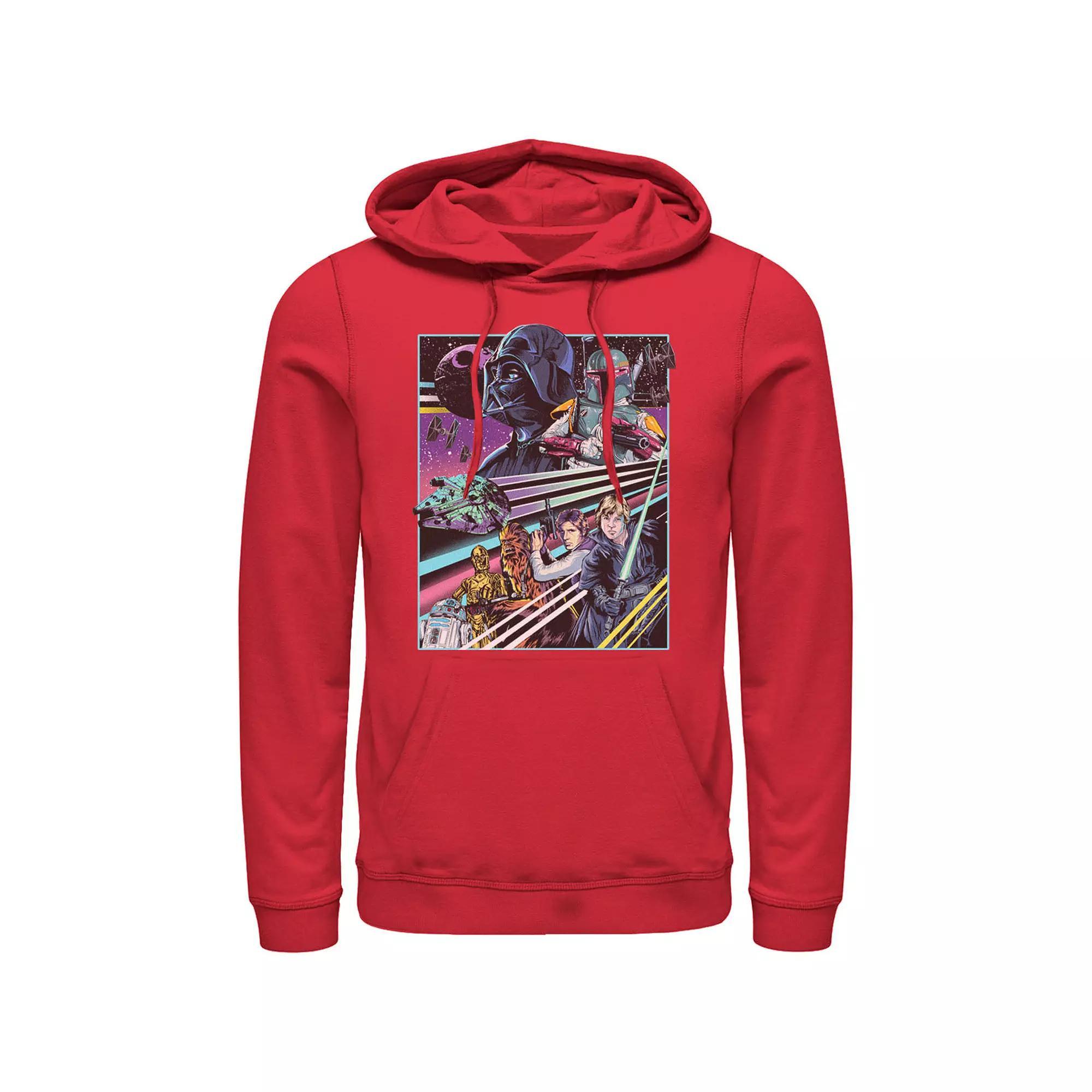 Men's Star Wars Neon Rebel Alliance Poster Hoodie, Size: Large, Athletic Grey Product Image