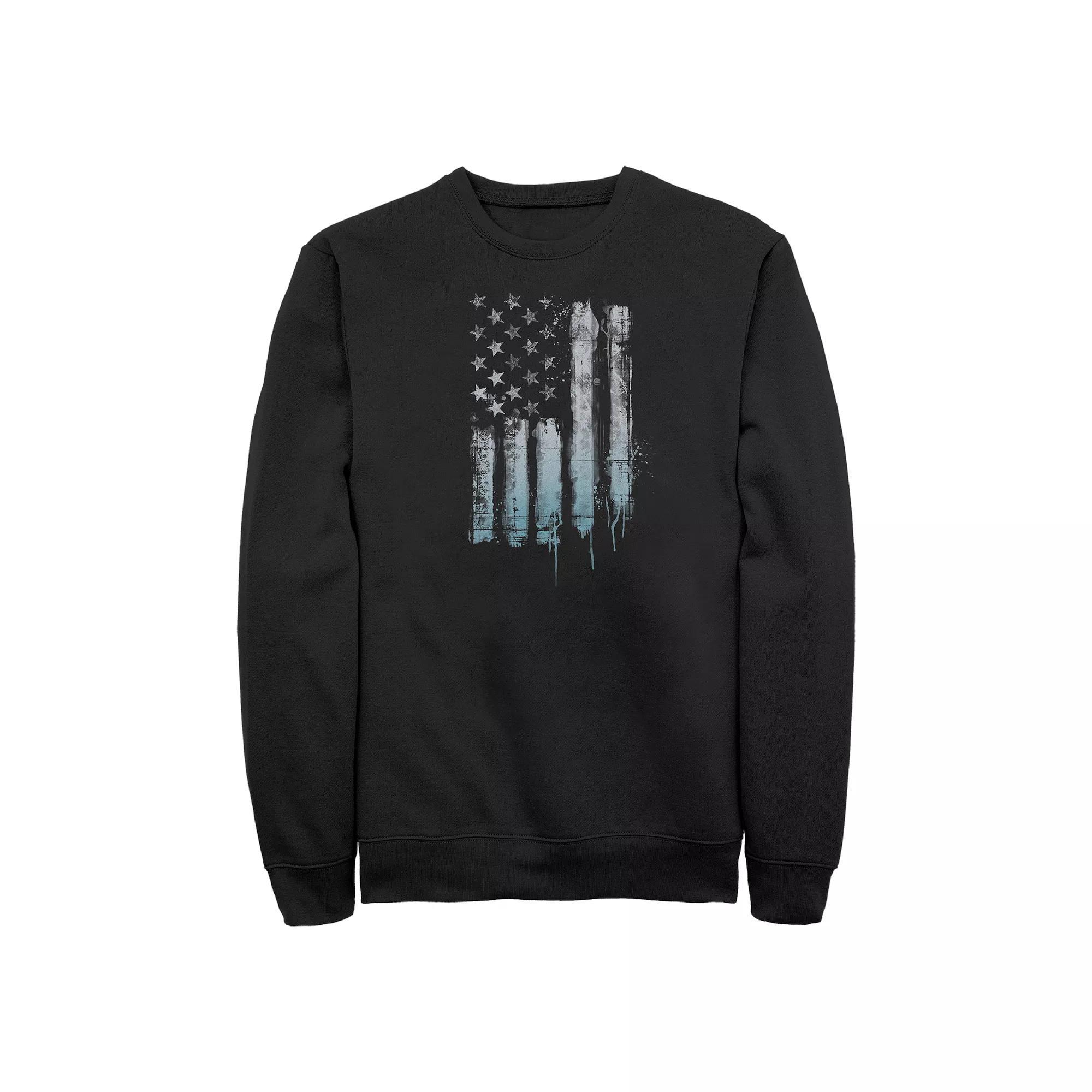 Big & Tall Rustic USA Flag Graphic Fleece, Men's, Size: XXL Tall, Black Product Image