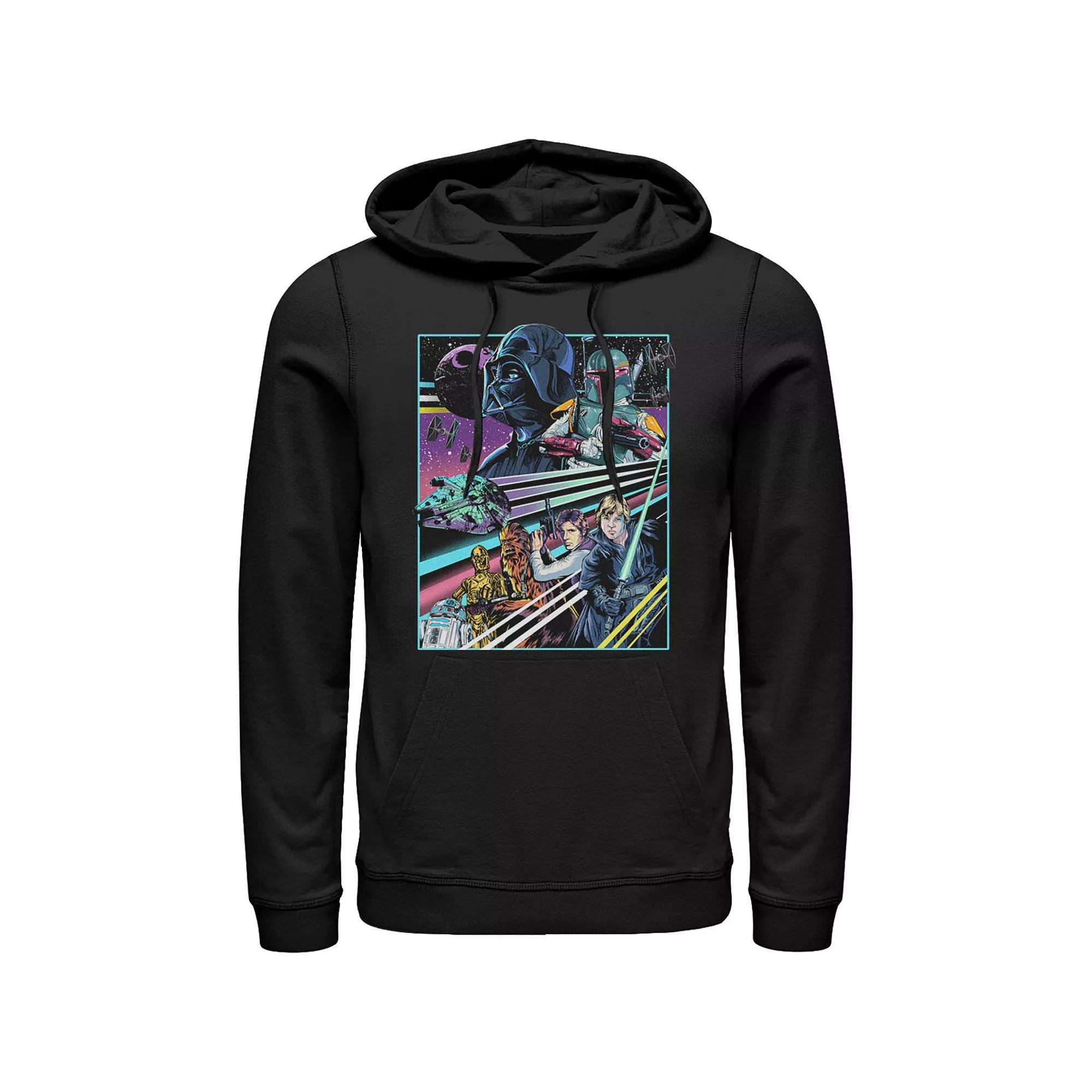 Men's Star Wars Neon Rebel Alliance Poster Hoodie, Size: Large, Athletic Grey Product Image