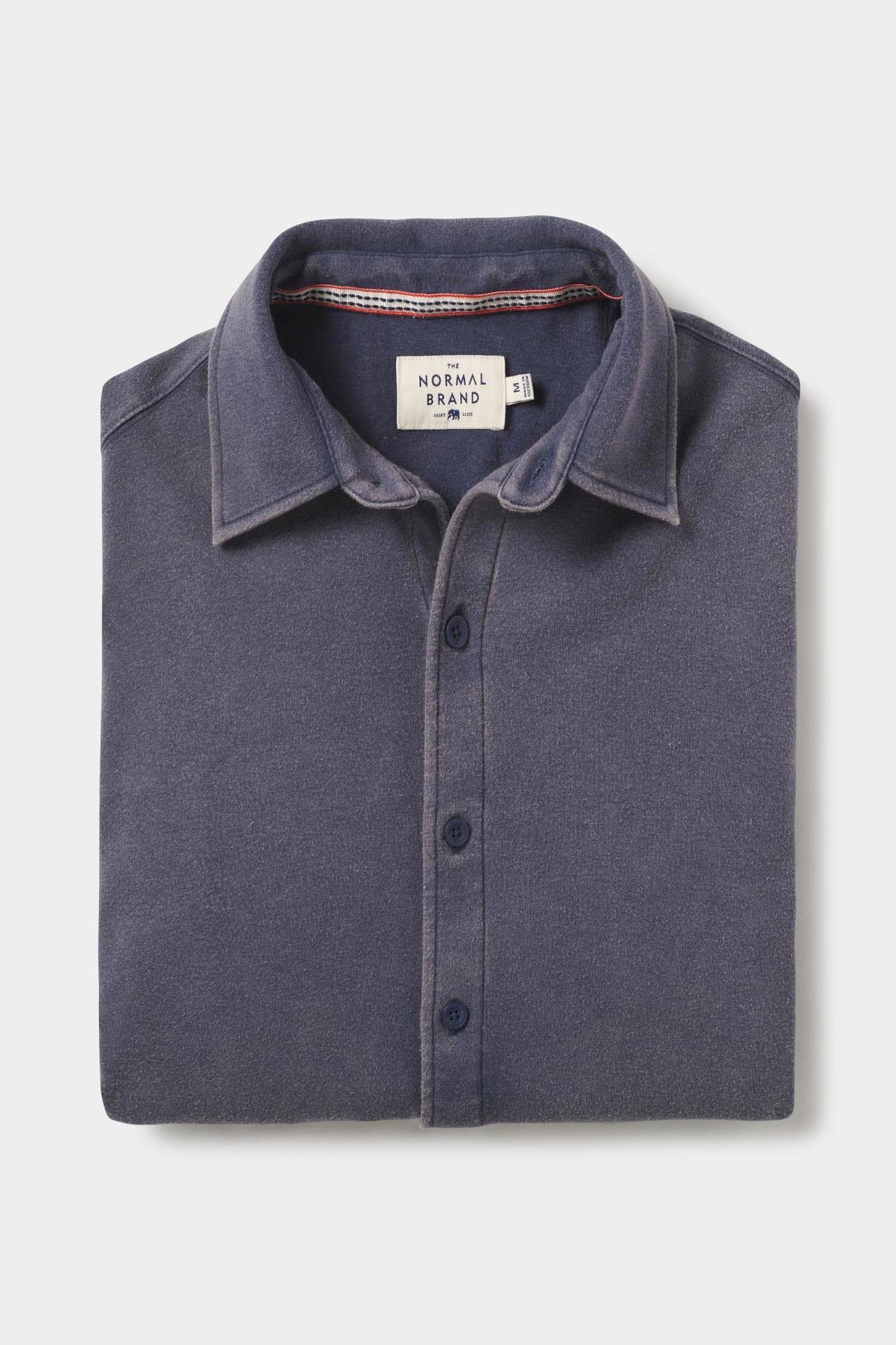 Puremeso Acid Wash Button Up Shirt - Navy Product Image