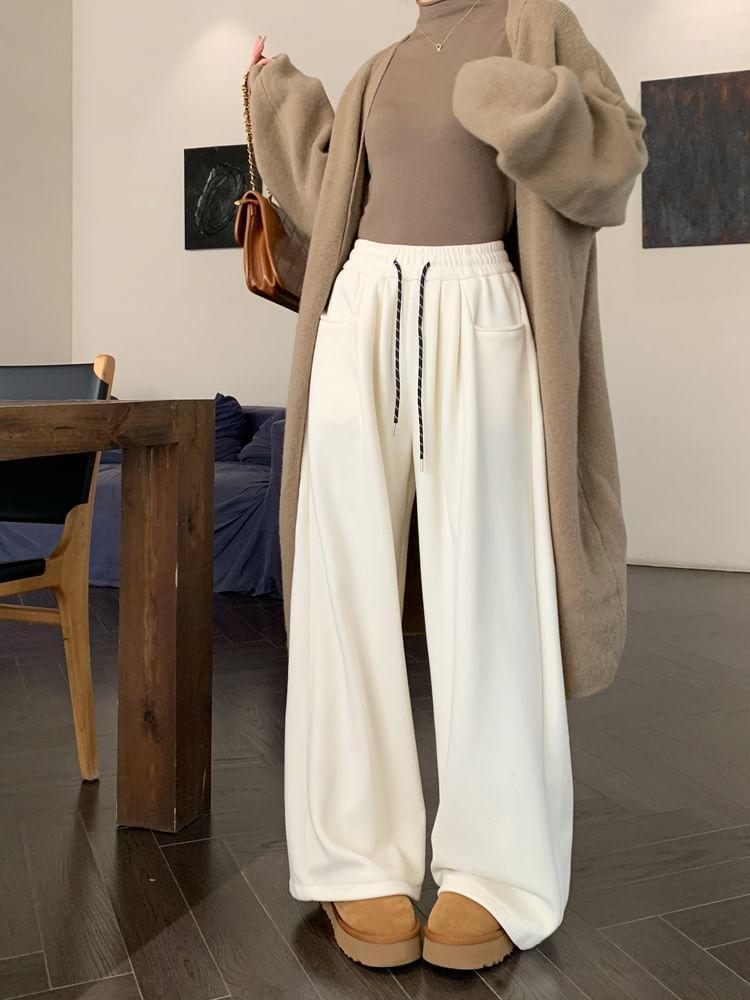 High Rise Plain Wide Leg Sweatpants Product Image