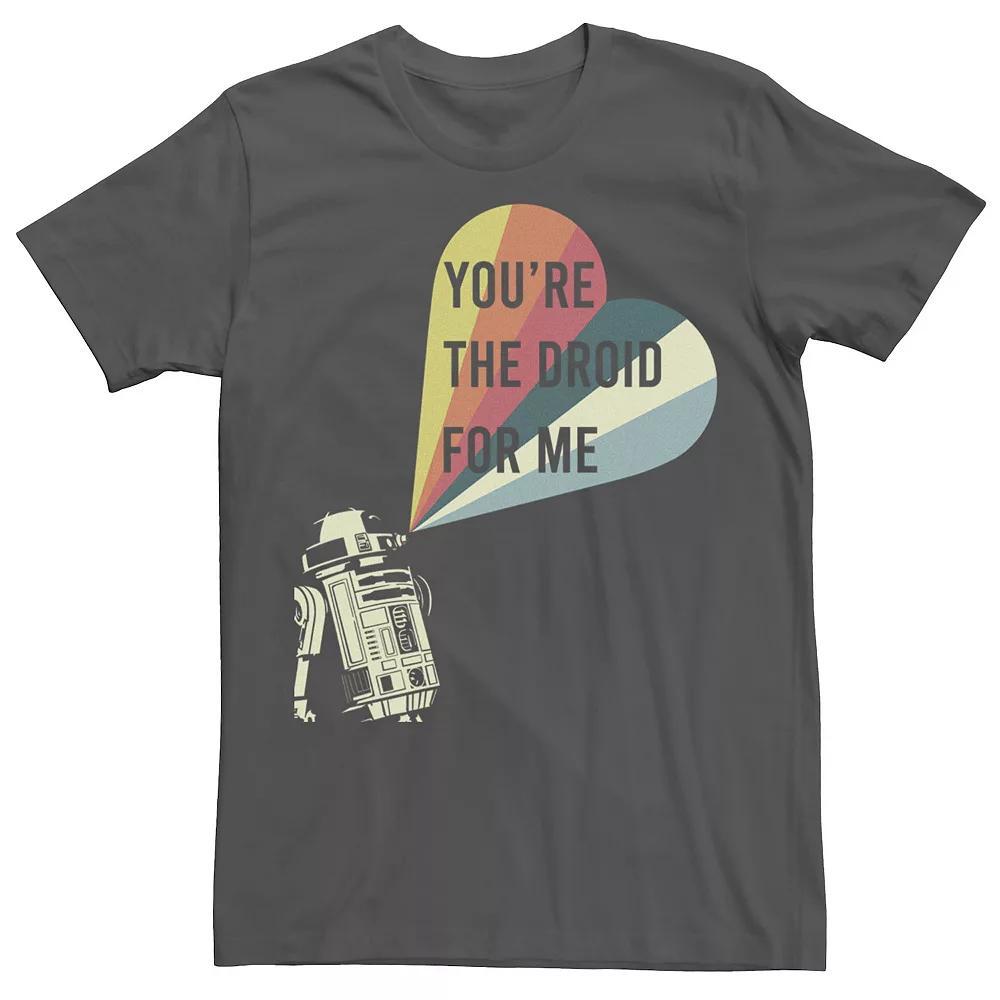 Men's Star Wars R2-D2 Droid For Me Striped Heart Tee, Size: XL, Grey Product Image