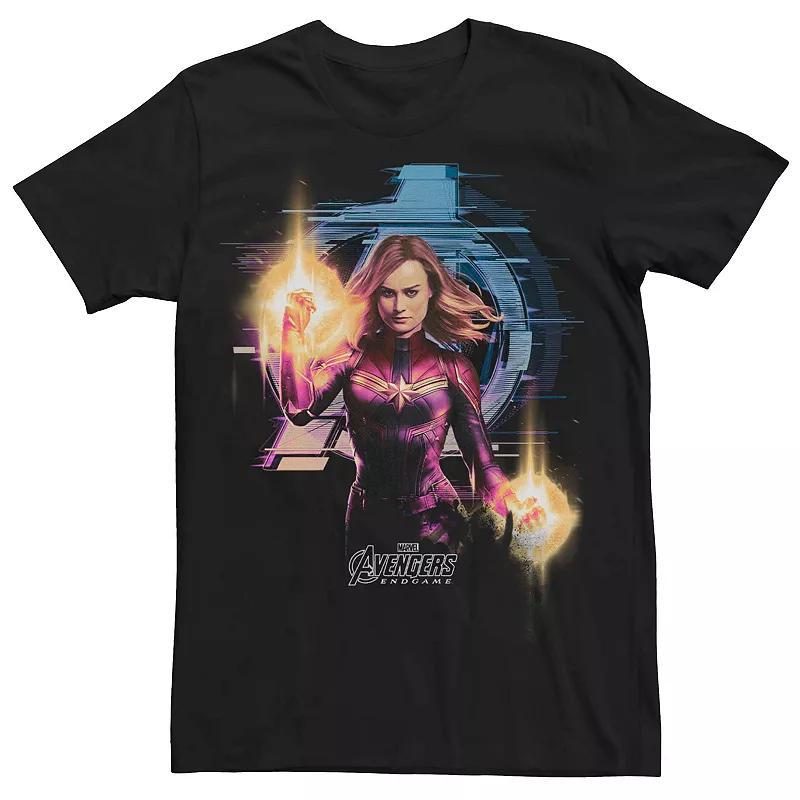 Men's Avengers Endgame Captain Marvel Glitch Logo Tee, Size: XL, Black Product Image