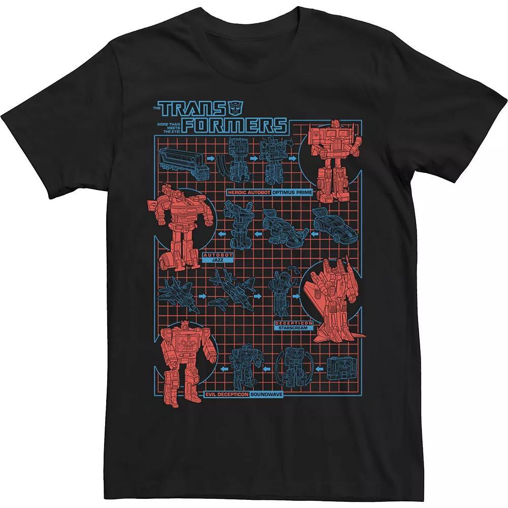 Men's Transformers How To Transform Schematic Tee, Size: XL, Black Product Image