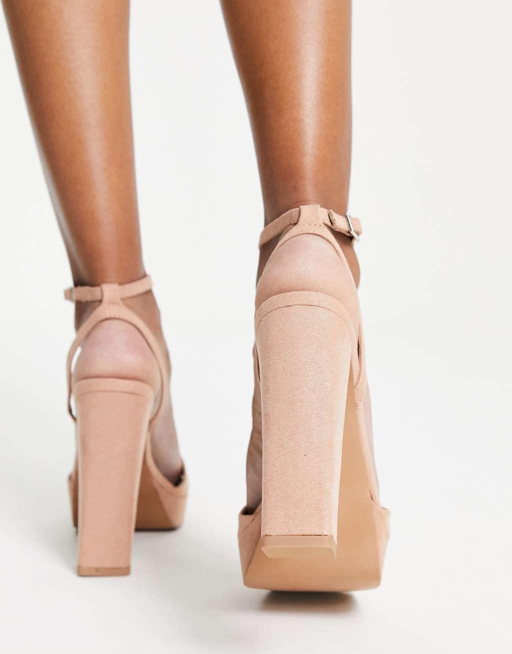 ASOS DESIGN Noun platform barely there block heel sandals Product Image