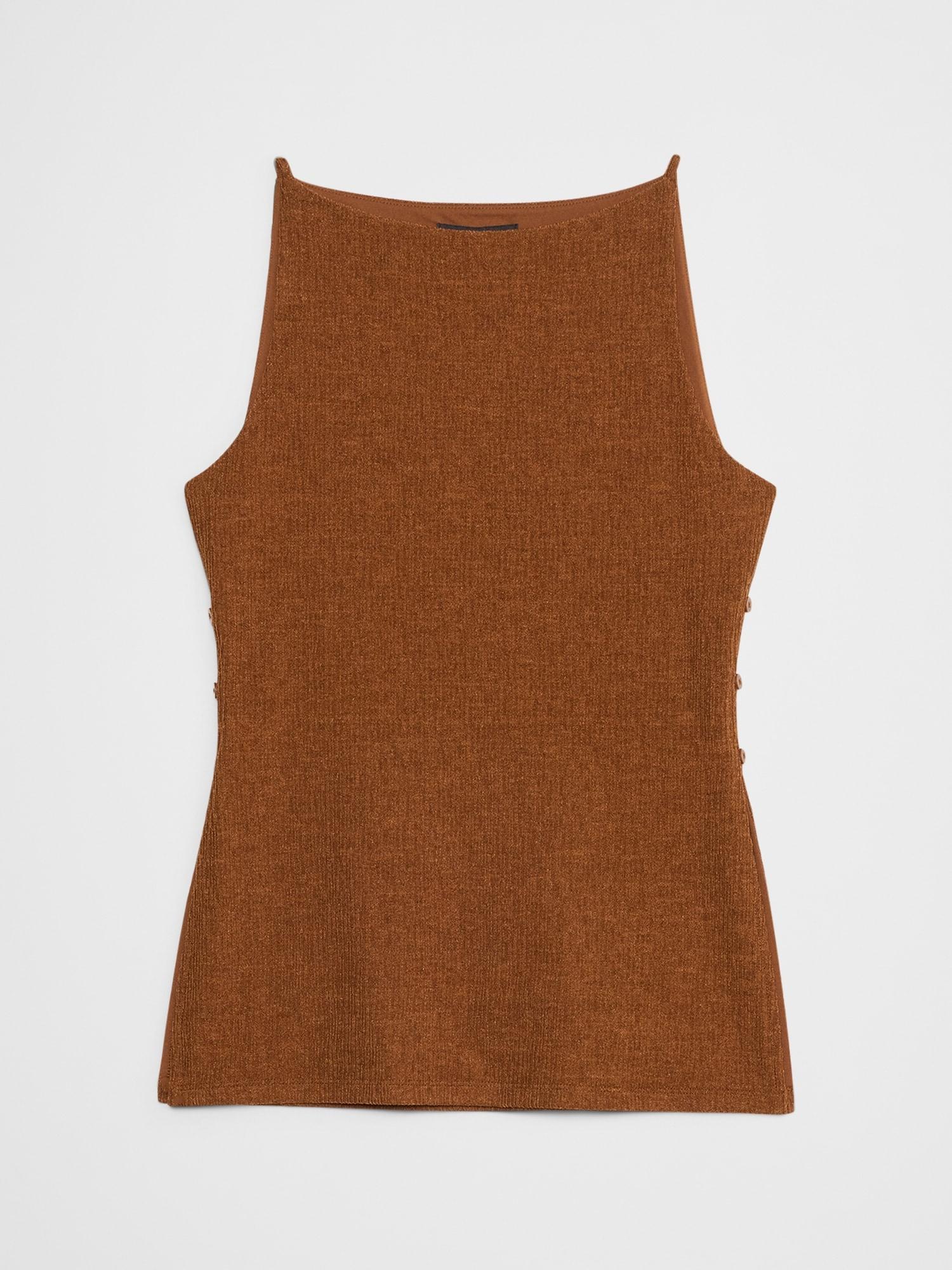 Straight-Neck Crepe Jacquard Top Product Image