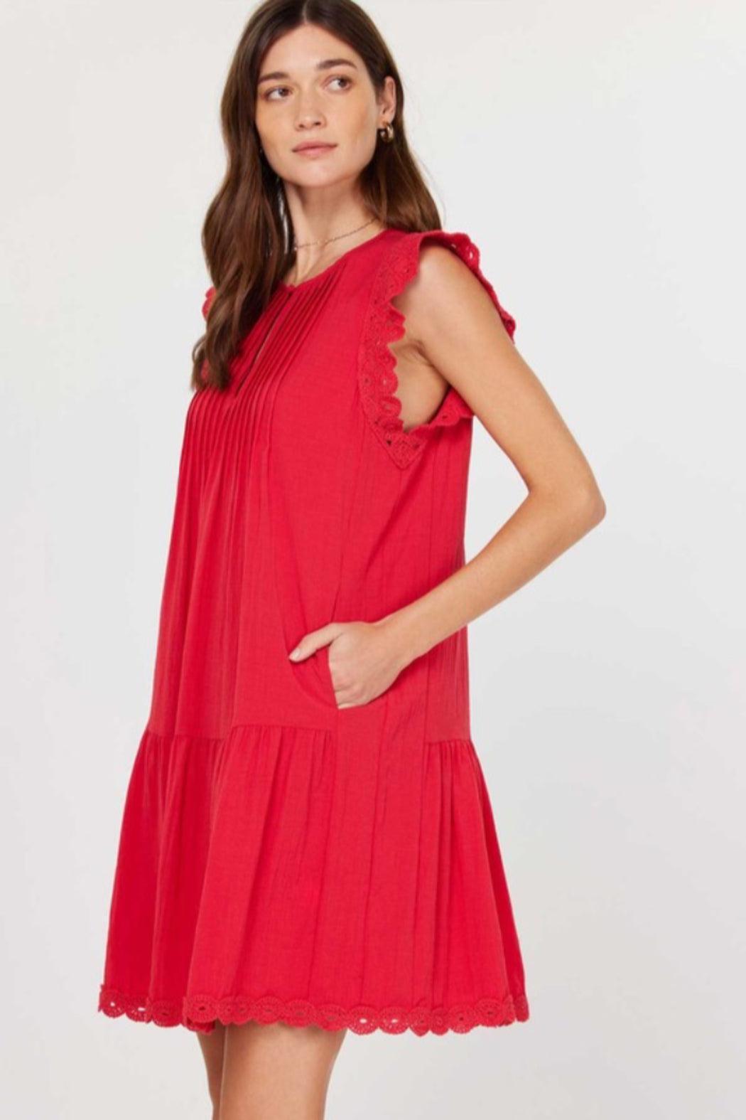 Crochet Sleeve Tiered Mini Dress Product Image