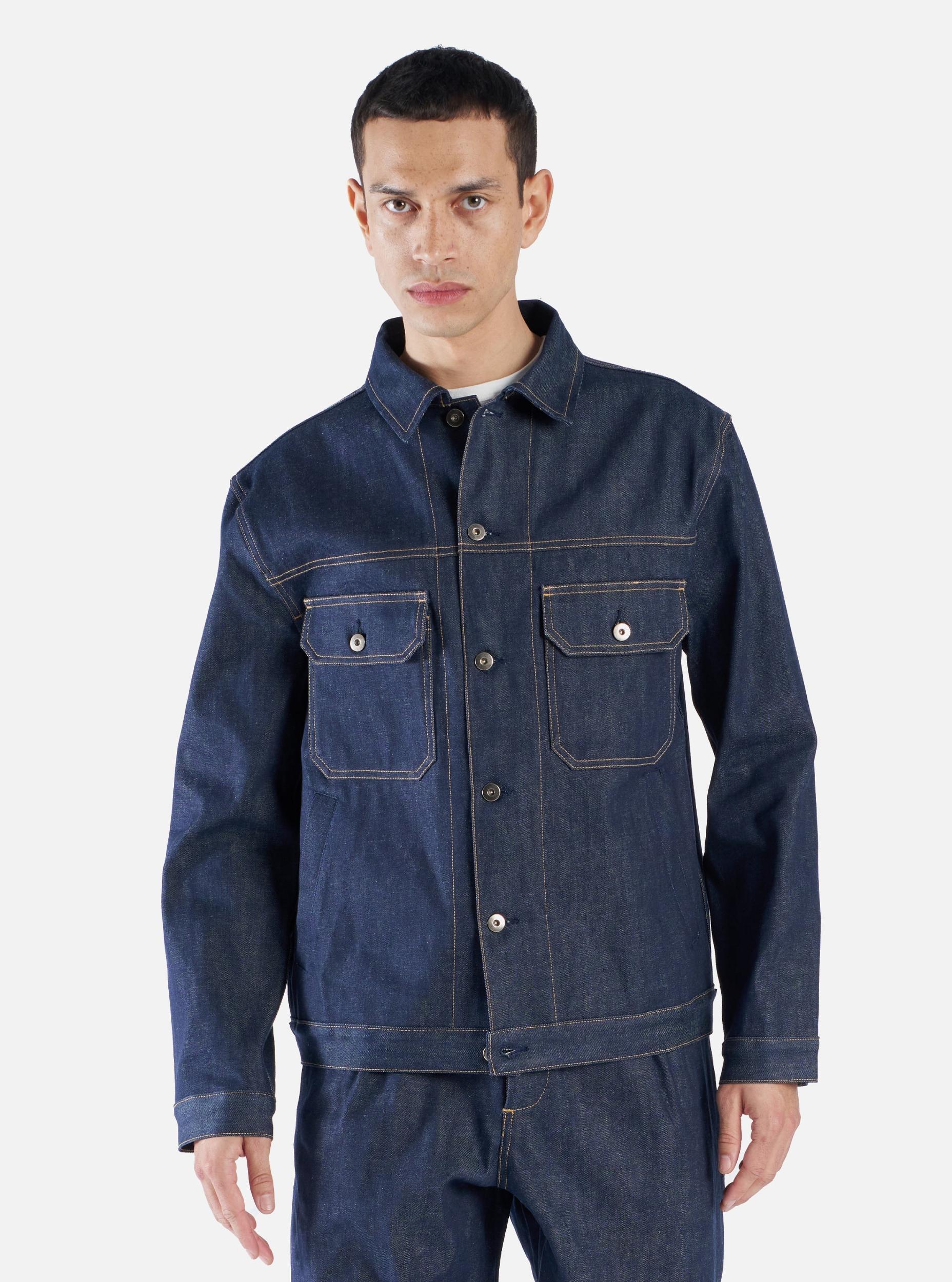 Universal Works Trucker Jacket in Indigo 13oz Selvedge Denim Product Image