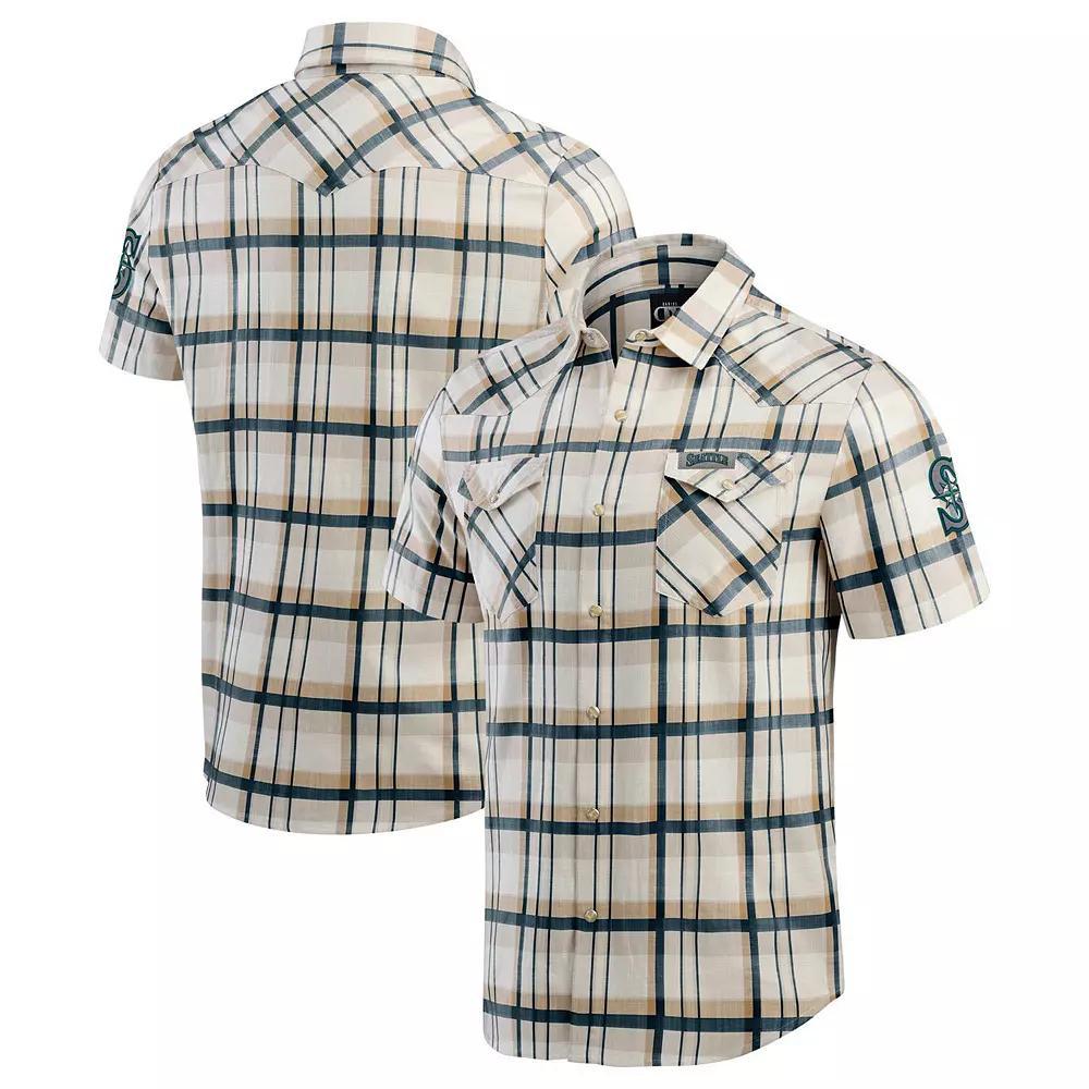 Men's Darius Rucker Collection by Fanatics Navy Seattle Mariners Plaid Full-Snap Shirt, Size: 3XL, Blue Product Image