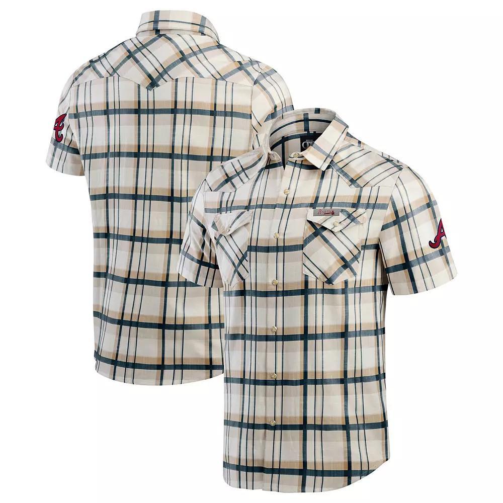 Men's Darius Rucker Collection by Fanatics Navy Atlanta Braves Plaid Full-Snap Shirt, Size: Large, Blue Product Image