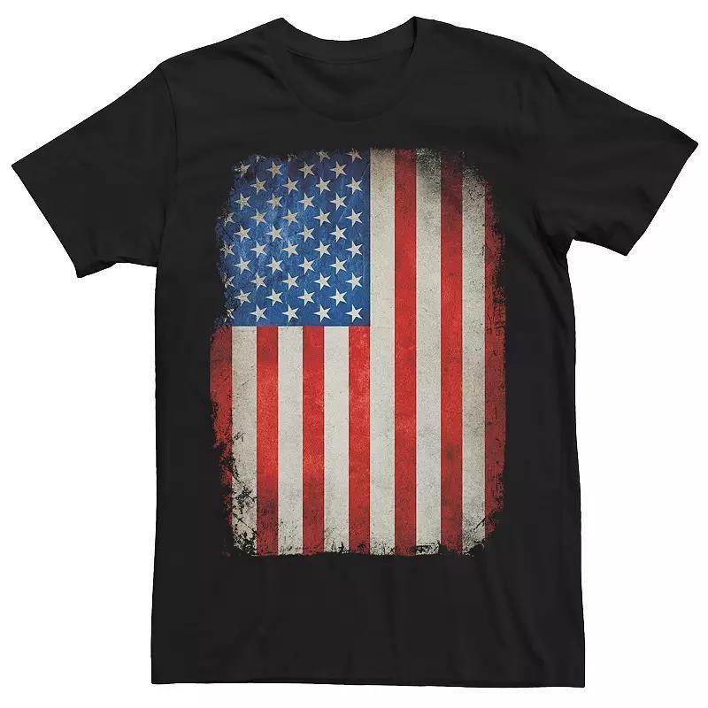 Men's Frayed Vertical American Flag Vintage Distressed Tee, Size: Large, Black Product Image