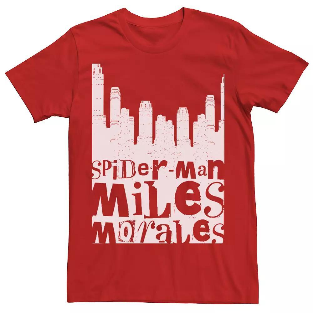 Men's Marvel Spider-Man Miles Morales City Skyline Tee, Size: Medium, Red Product Image