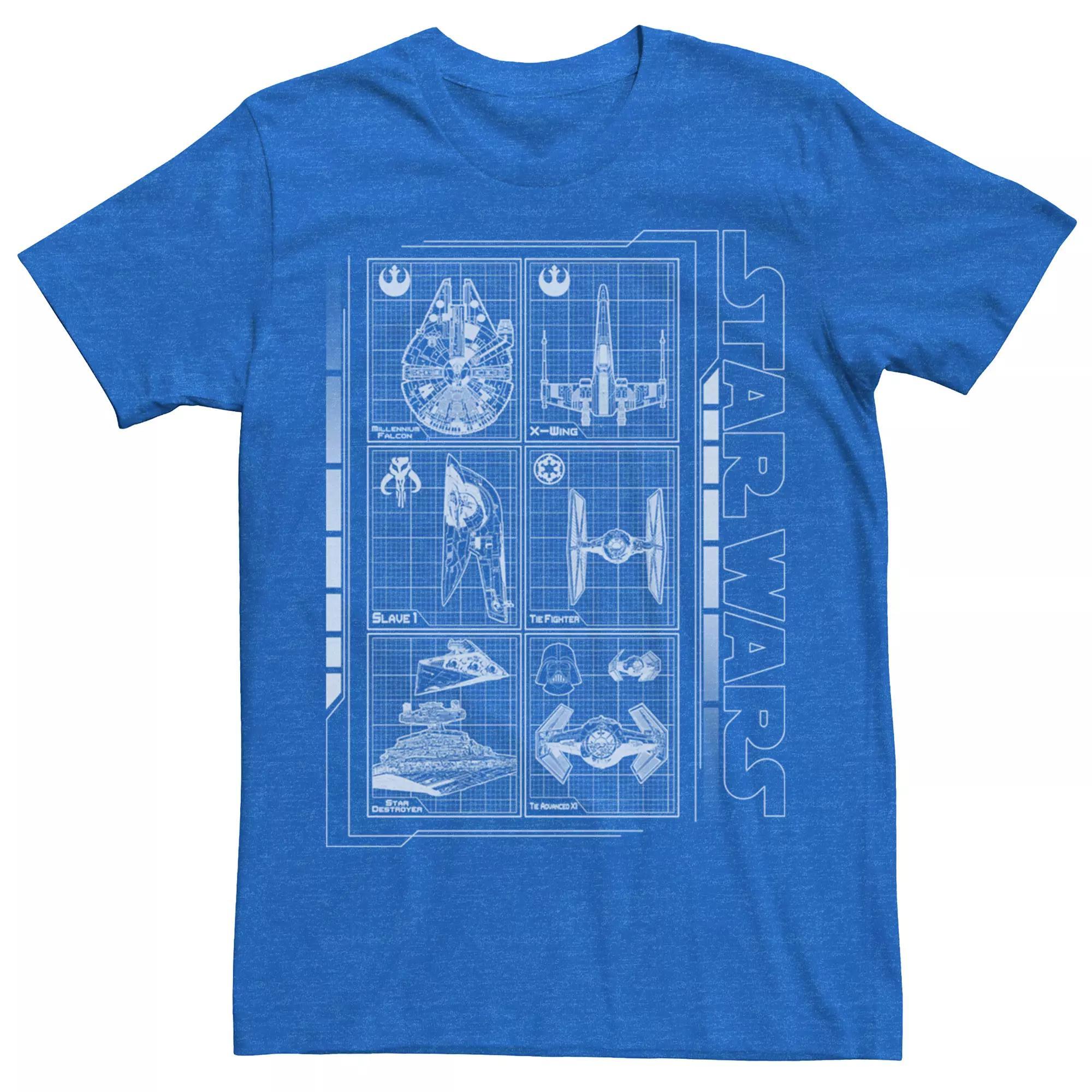 Men's Star Wars Battle Ships Schematics Tee, Size: Small, Royal Product Image