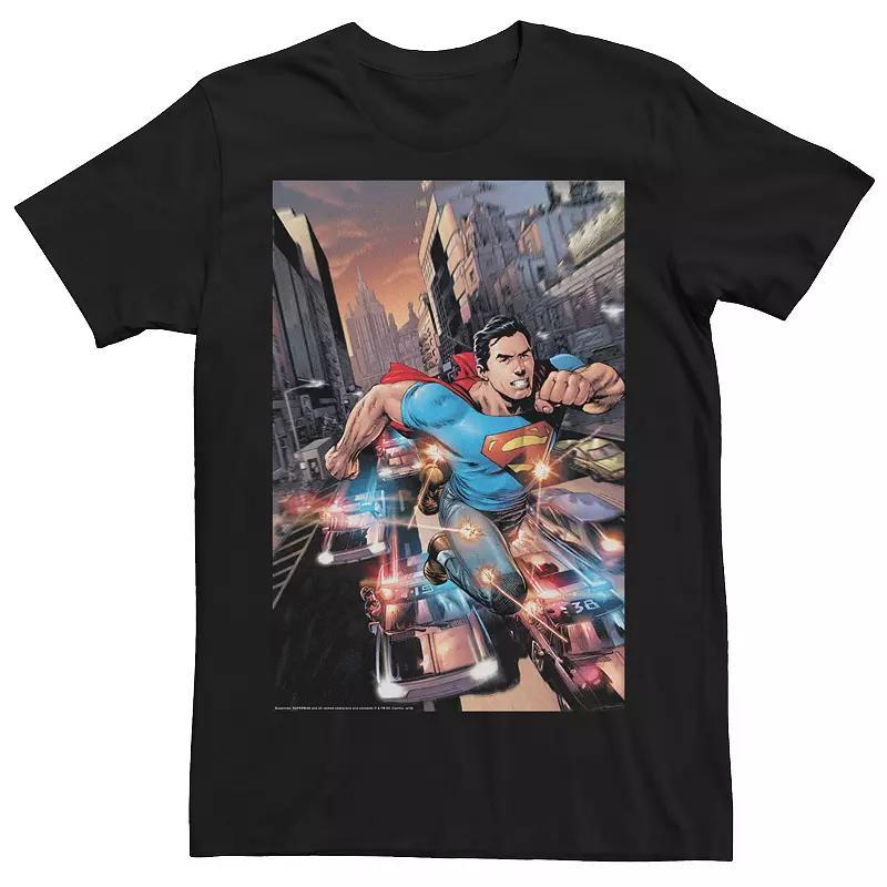 Men's DC Comics Superman Action Poster Graphic Tee, Size: Medium, Black Product Image