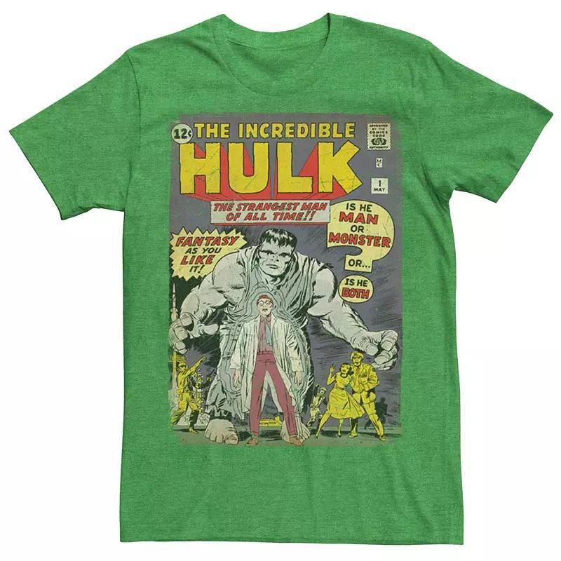 Mens Marvel The Incredible Hulk First Comic Cover Tee Kelly Grey Product Image