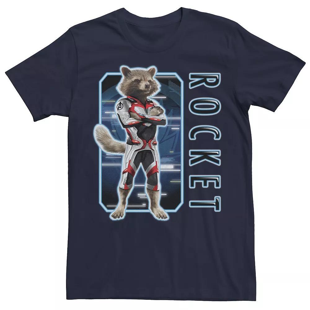 Men's Marvel Avengers Endgame Rocket Portrait Panel Graphic Tee, Size: 3XL, Navy Grey Product Image