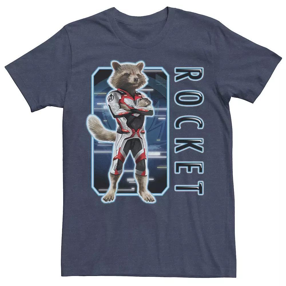 Men's Marvel Avengers Endgame Rocket Portrait Panel Graphic Tee, Size: 3XL, Navy Grey Product Image