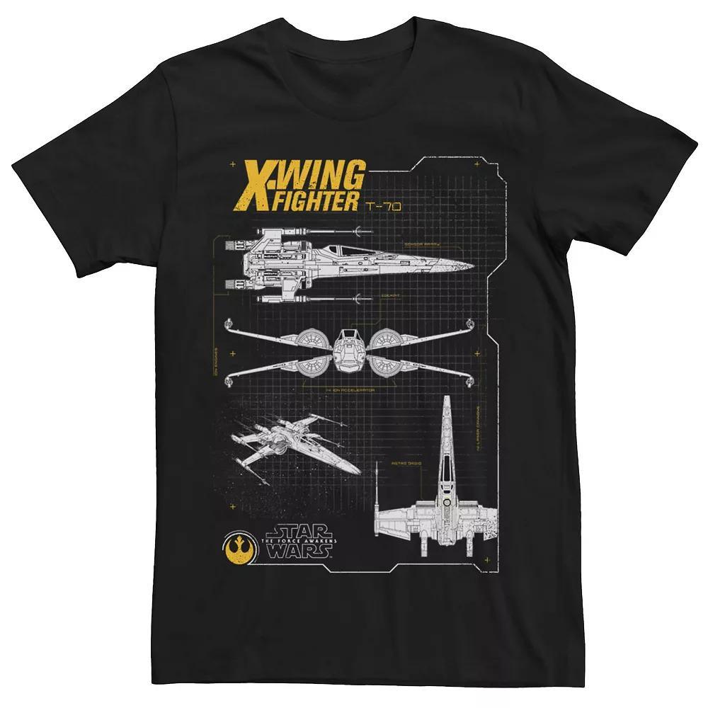Men's Star Wars X-Wing Schematics Tee, Size: Large, Black Product Image