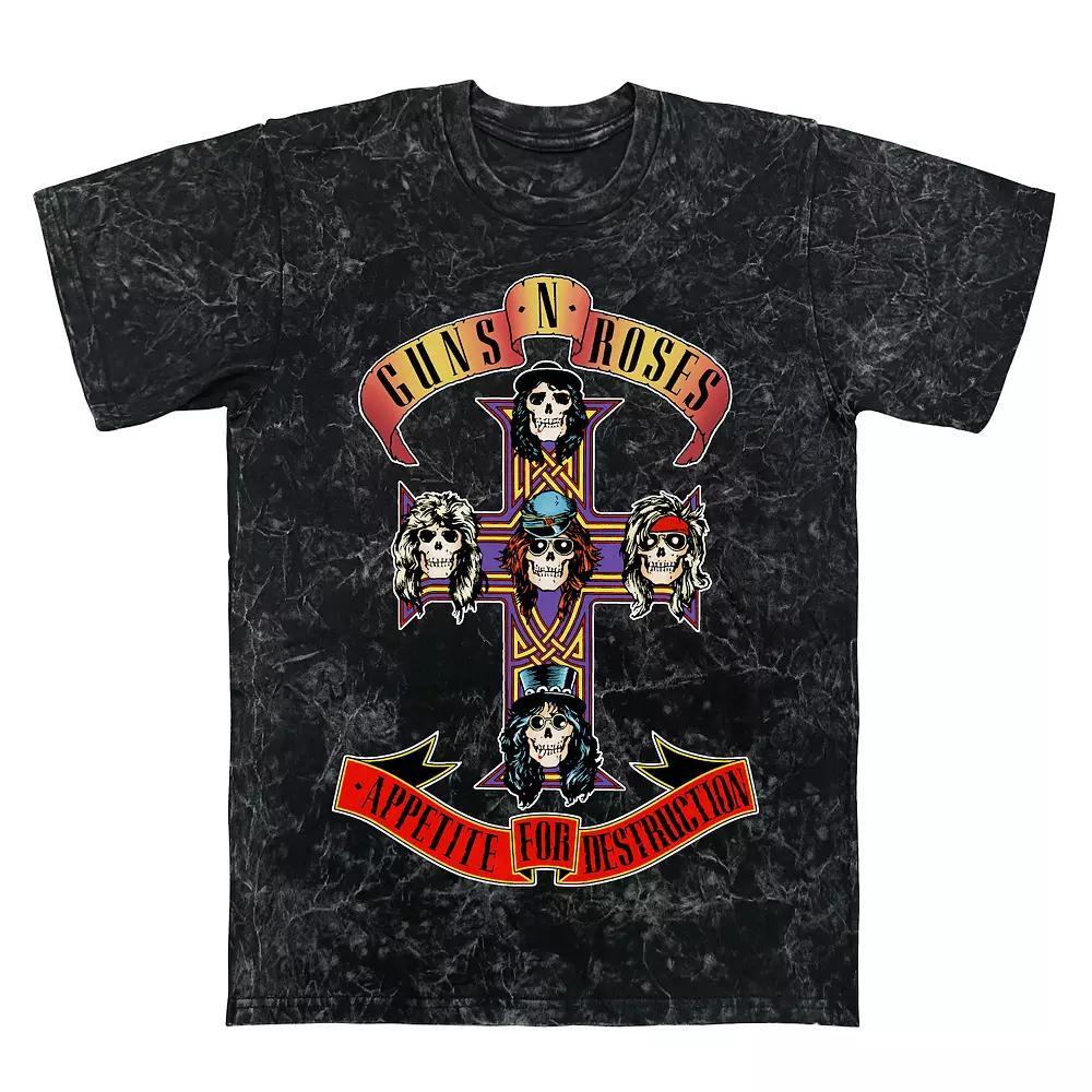 Men's Guns N' Roses Appetite For Destruction Cross Mineral Wash Graphic Tee, Size: Small, Black Mineral Wash Product Image