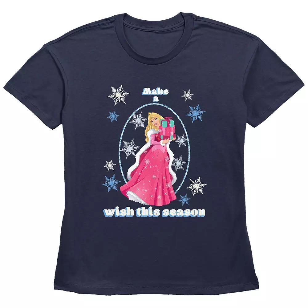 Disney Princess Sleeping Beauty Aurora Make A Wish This Season Women's Graphic Tee, Size: Large, Blue Product Image
