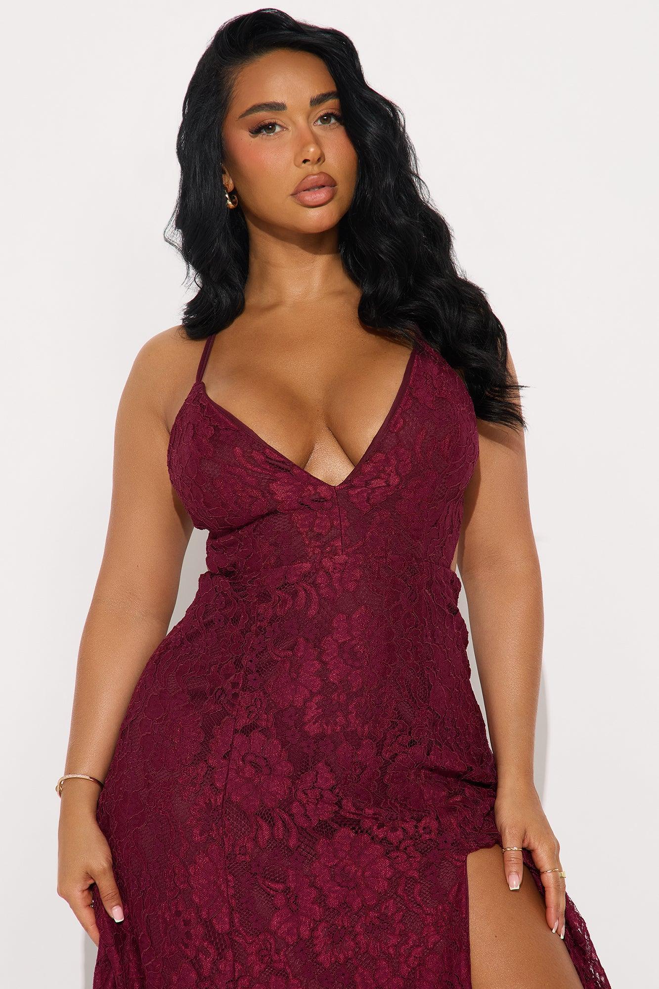 Kayla Lace Maxi Dress - Burgundy Female Product Image