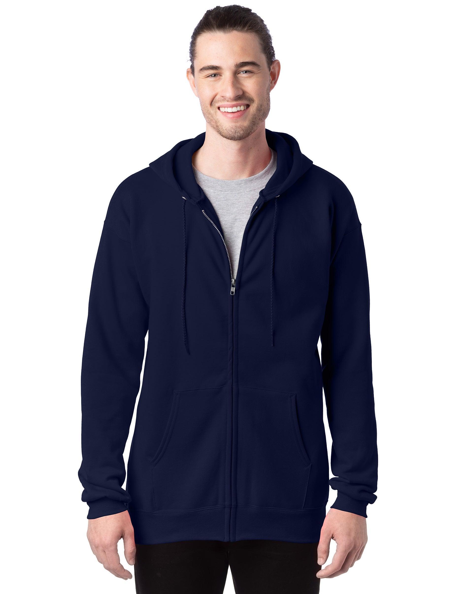 Men's Hanes Ultimate® Fleece Full-Zip Hoodie, Size: Large, Light Silver Product Image