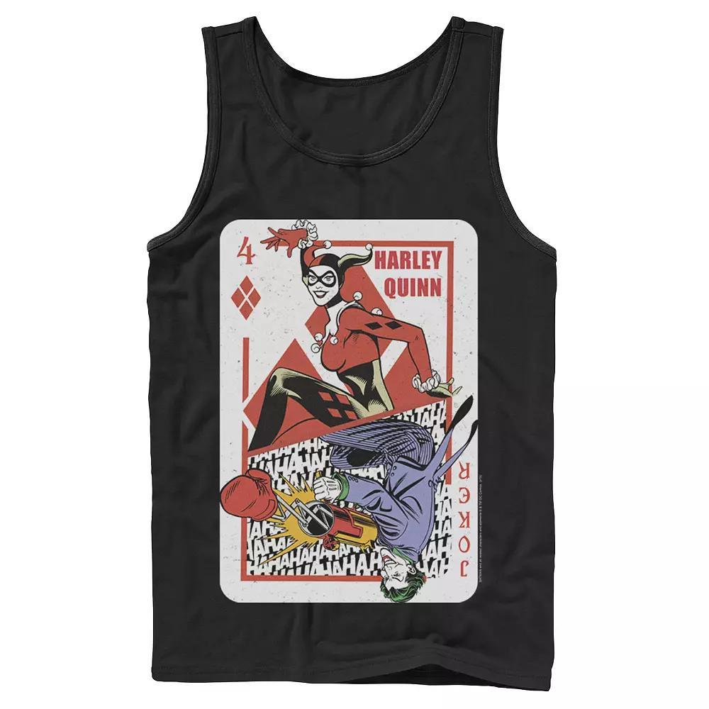Mens DC Comics Harley Quinn Joker Playing Card Tank Top, Men's, Size: Large, Athletic Grey Product Image
