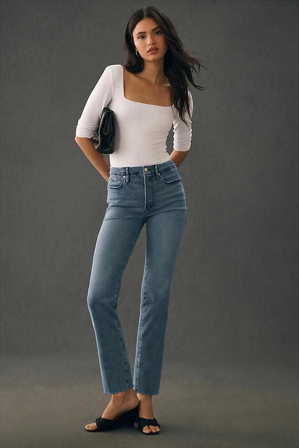 Womens Good Legs Straight Jeans | Extra Stretch, Flat Tummy Tech, Gap-Proof Waistband | Blue, Size 0 | Good American by Khlo Product Image