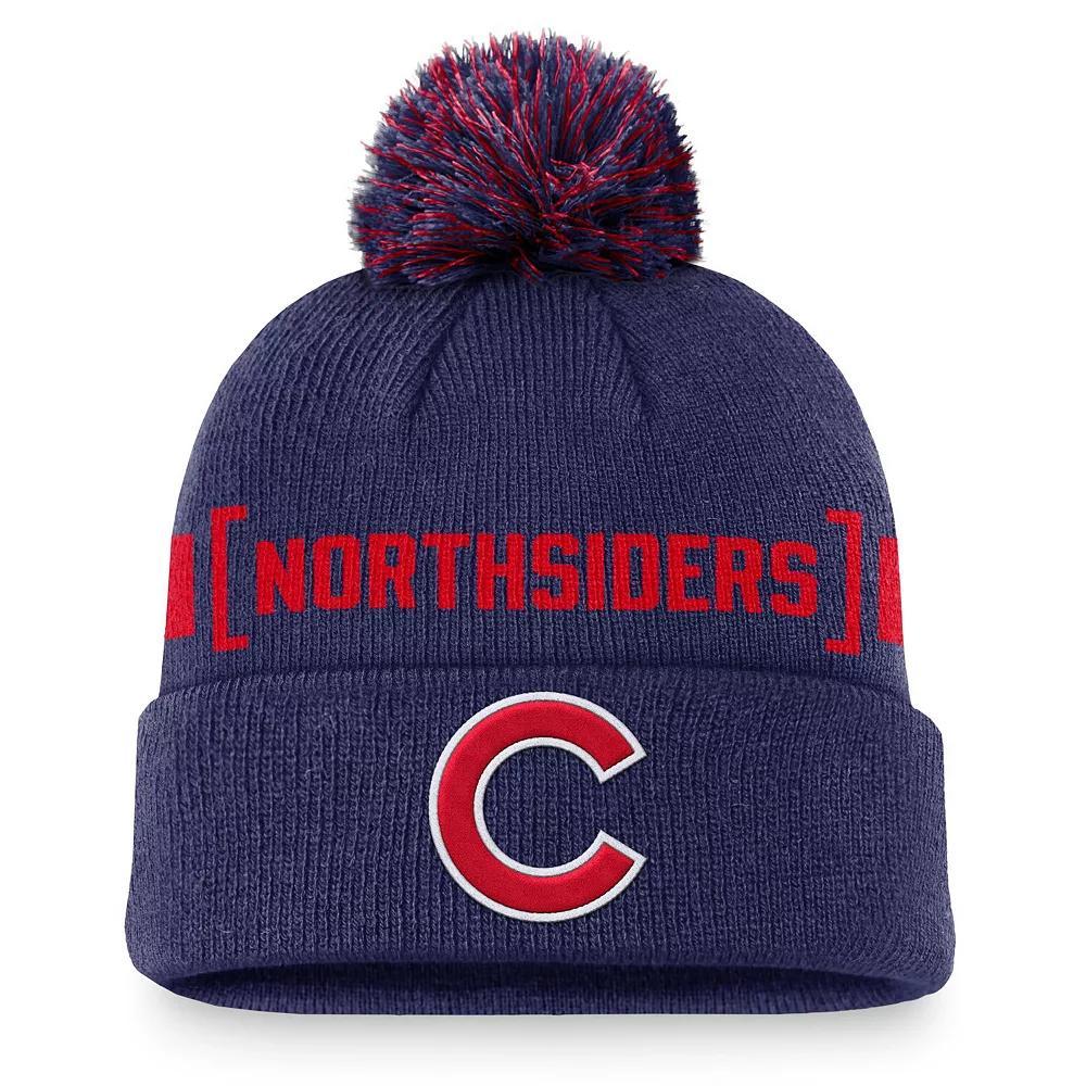 Men's Nike Royal Chicago Cubs Hometown Peak Cuffed Knit Hat with Pom, Blue Product Image