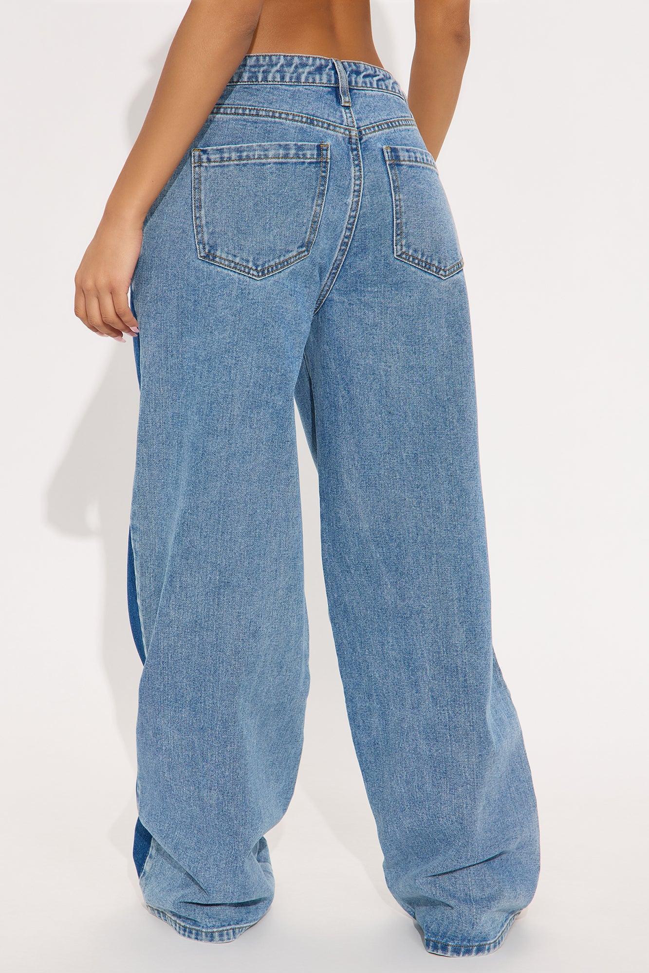 Boho Blues Two Tone Denim Jeans - Medium Wash Product Image