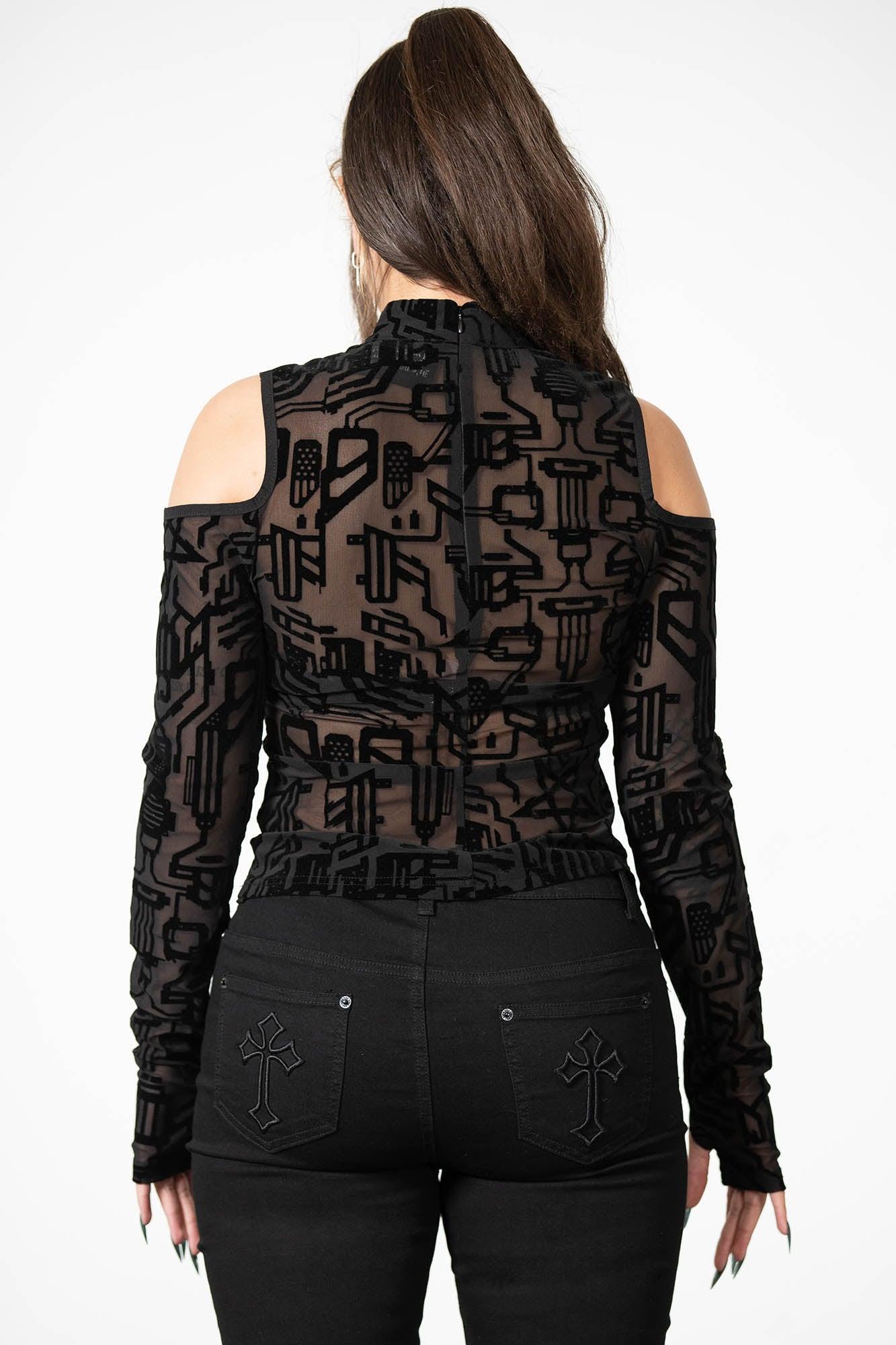Tuned Out Mesh Cold Shoulder Top Female Product Image