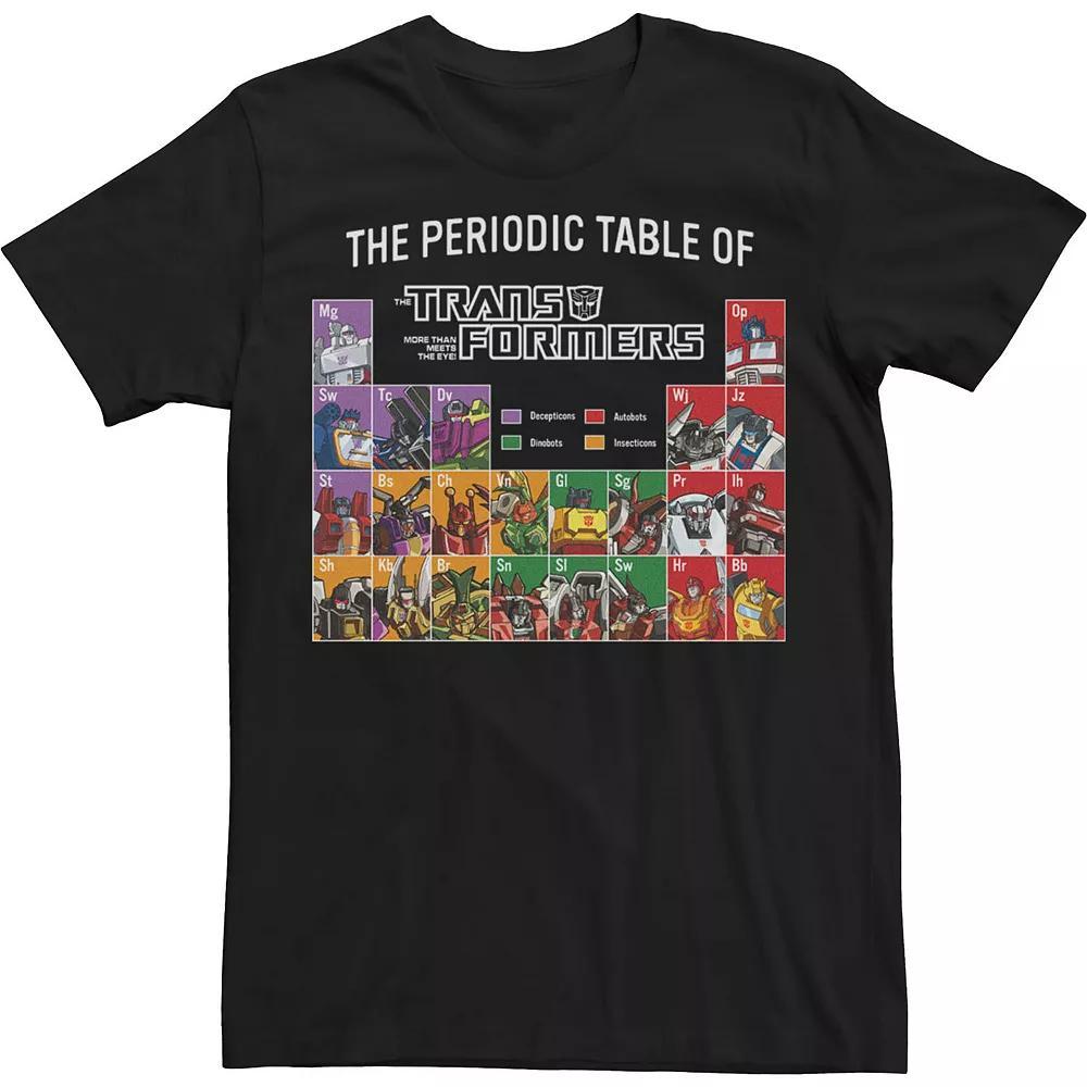 Big & Tall Transformers The Periodic Table Of Transformers Tee, Men's, Size: 4XL, Black Product Image