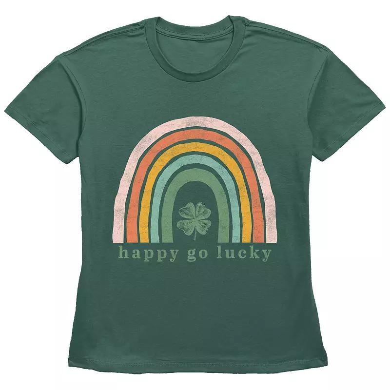 Women's Happy Go Lucky Graphic Tee, Girl's, Size: Medium, Green Product Image