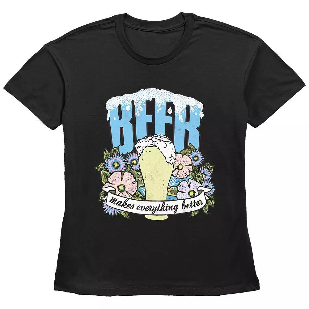 Women's Beer Makes Everything Better Basic Fit Graphic Tee, Size: XXL, Grey Gray Product Image