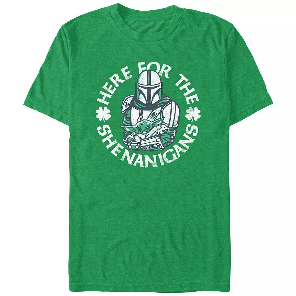 Men's The Mandalorian The Child Here For The Shenanigans Graphic Tee, Size: Small, Kelly Grey Product Image