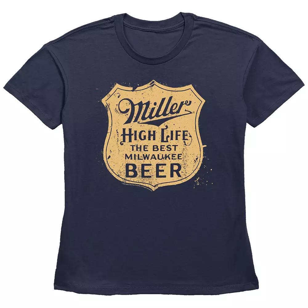Women's Miller High Life Badge Graphic Tee, Size: Small, Blue Product Image