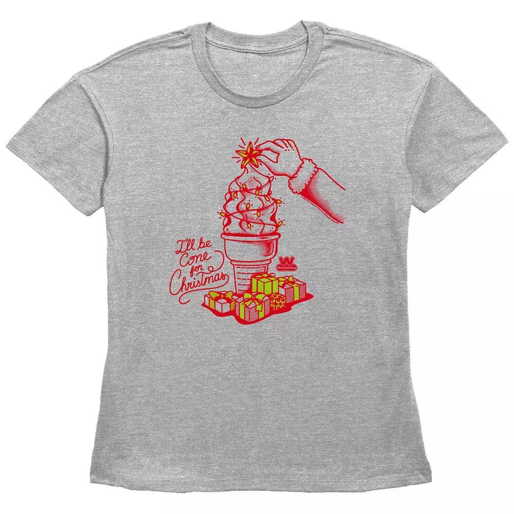 Women's Wienerschnitzel I'll Be Cone For Christmas Graphic Tee, Size: Small, Grey Gray Product Image