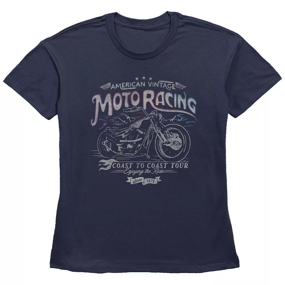 Women's Fifth Sun American Vintage Moto Racing Coast To Coast Line Art Graphic Tee, Girl's, Size: XXL, Blue Product Image